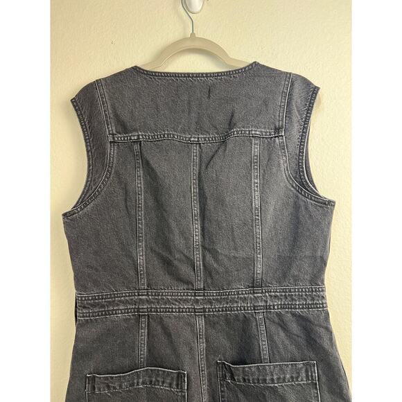 Madewell Women's Denim Cap-Sleeve Mini Dress in Tarrybrook Wash Black Size 12 - Picture 10 of 12